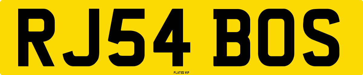 RJ54 BOS Number Plate