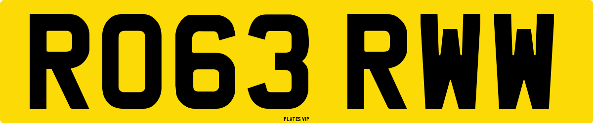 RO63 RWW Number Plate