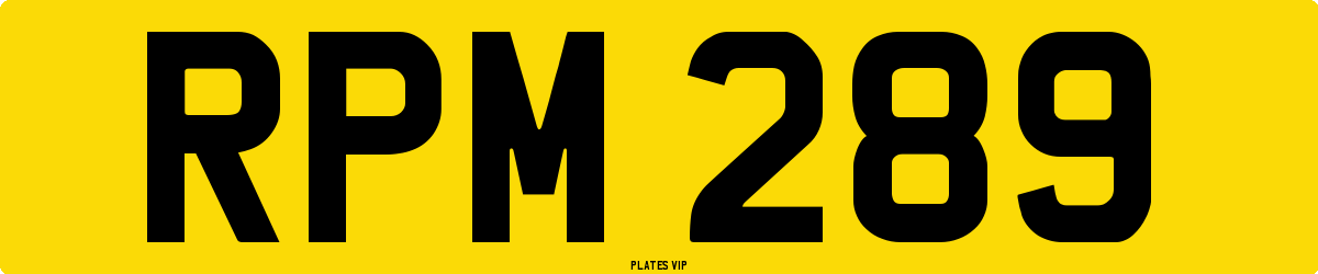 RPM 289 Number Plate