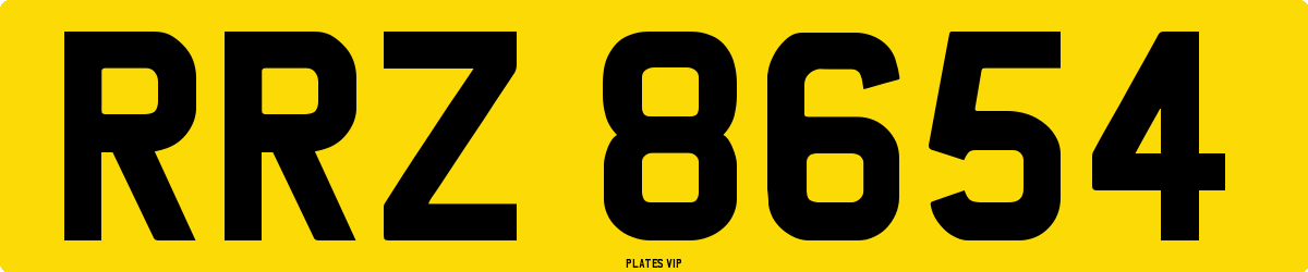 RRZ 8654 Number Plate