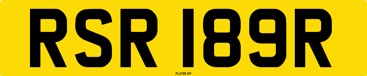 RSR 189R Number Plate