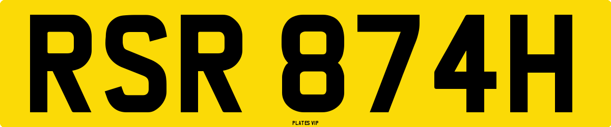 RSR 874H Number Plate