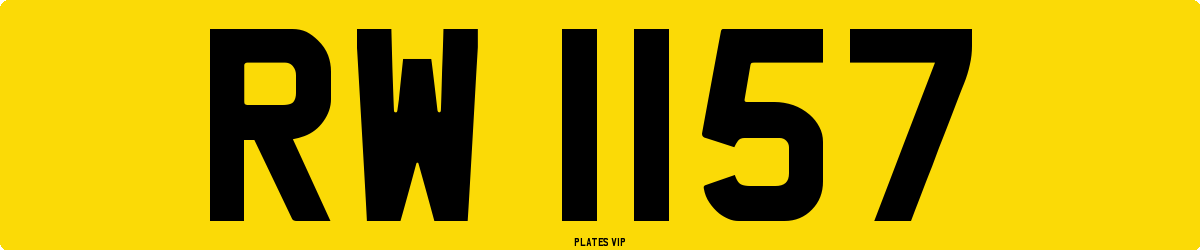 RW 1157 Number Plate