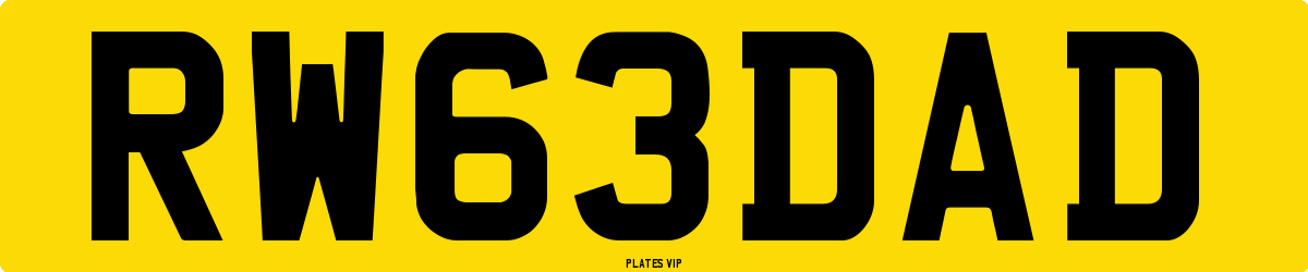 RW 63 DAD Number Plate