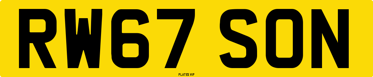 RW67 SON Number Plate