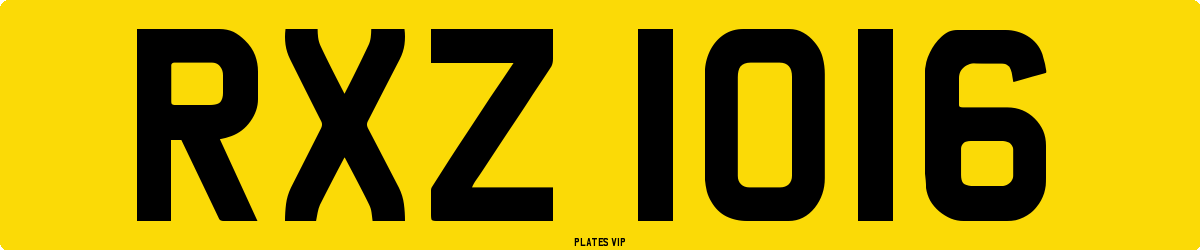 RXZ 1016 Number Plate