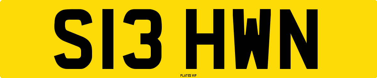 S13 HWN Number Plate