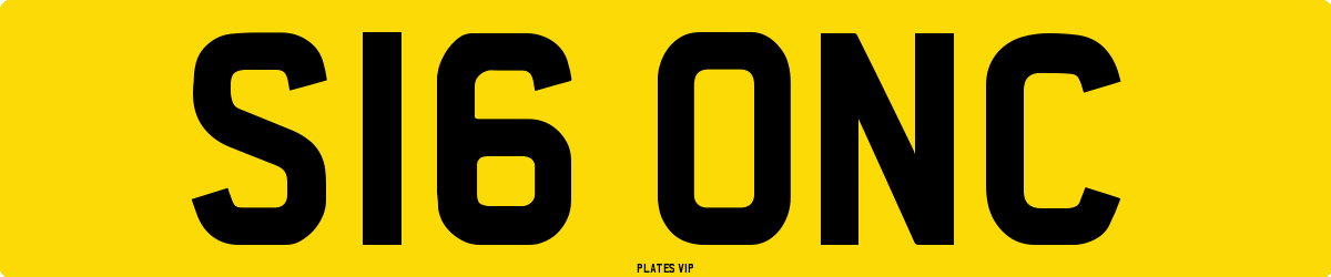 S16 ONC Number Plate