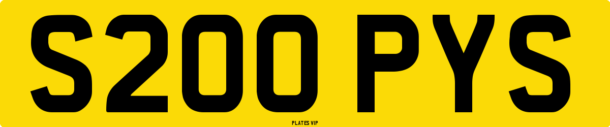 S200 PYS Number Plate