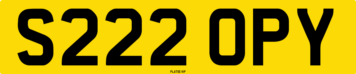 S222 OPY Number Plate