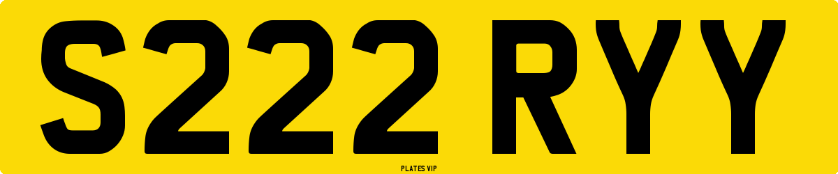 S222 RYY Number Plate