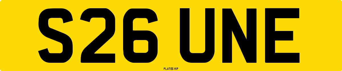 S26 UNE Number Plate