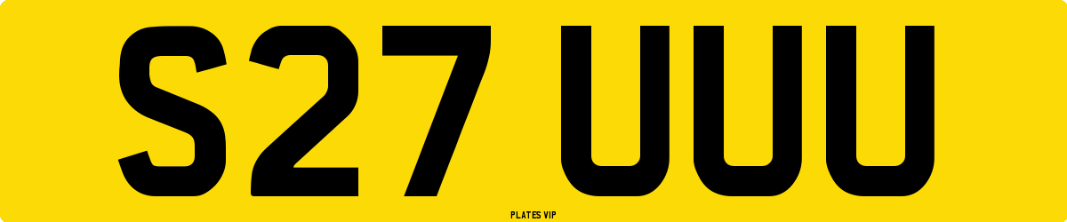 S27 UUU Number Plate