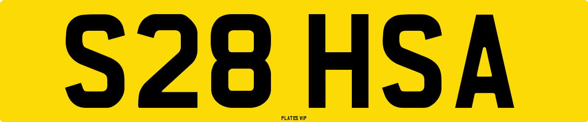 S28 HSA Number Plate