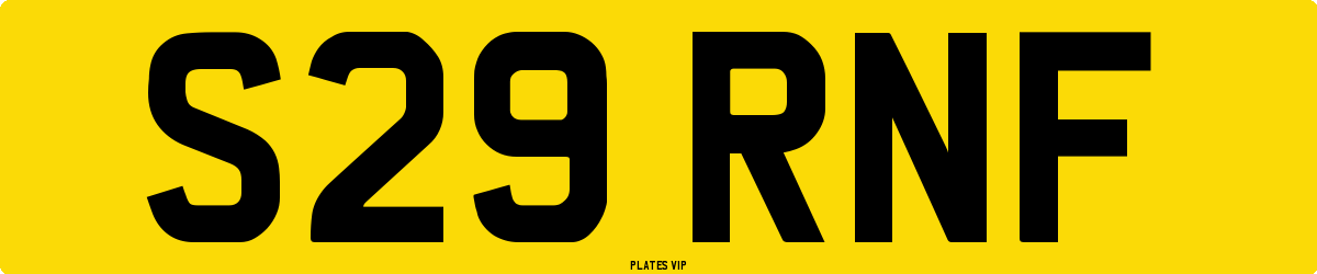 S29 RNF Number Plate