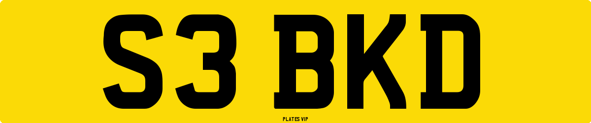 S3 BKD Number Plate