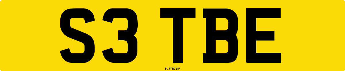 S3 TBE Number Plate