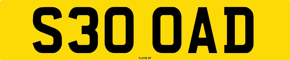 S30 OAD Number Plate