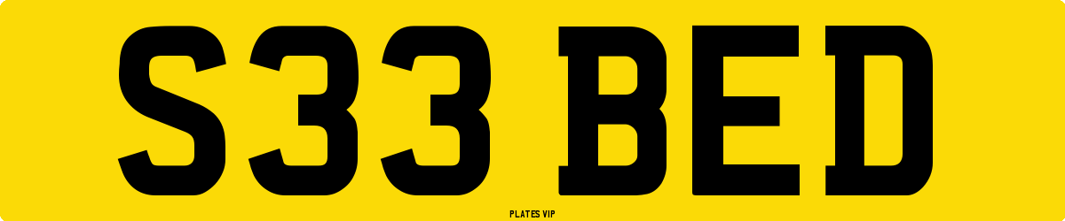S33 BED Number Plate