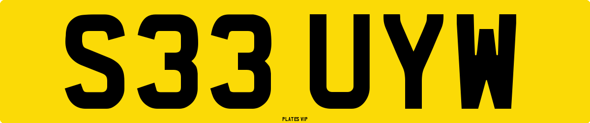 S33 UYW Number Plate