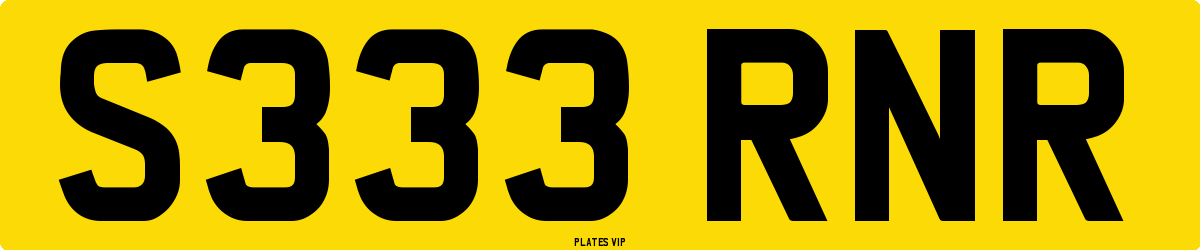 S333 RNR Number Plate