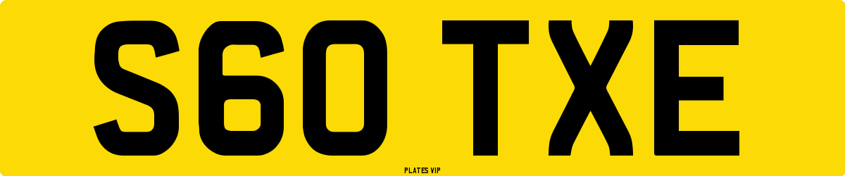 S60 TXE Number Plate