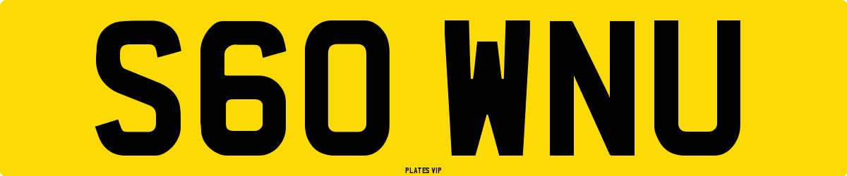 S60 WNU Number Plate