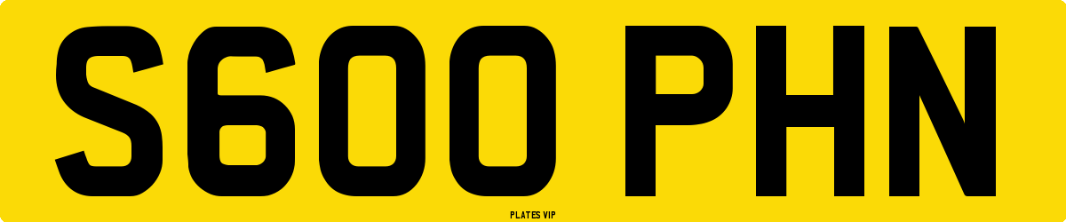 S600 PHN Number Plate
