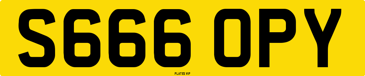 S666 OPY Number Plate