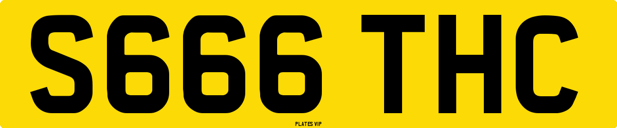 S666 THC Number Plate