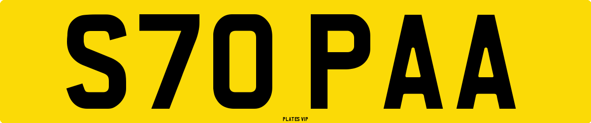 S70 PAA Number Plate