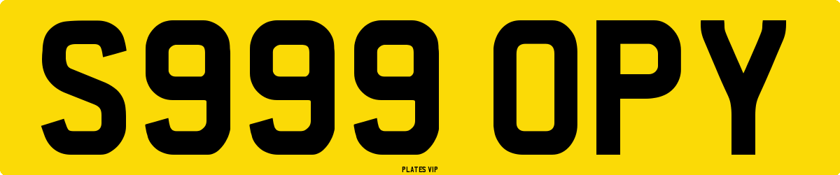 S999 OPY Number Plate