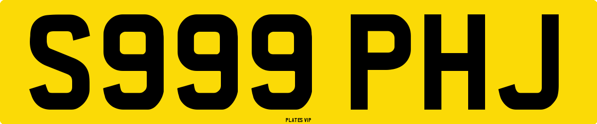 S999 PHJ Number Plate