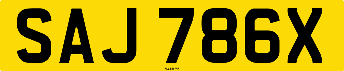 SAJ 786X Number Plate