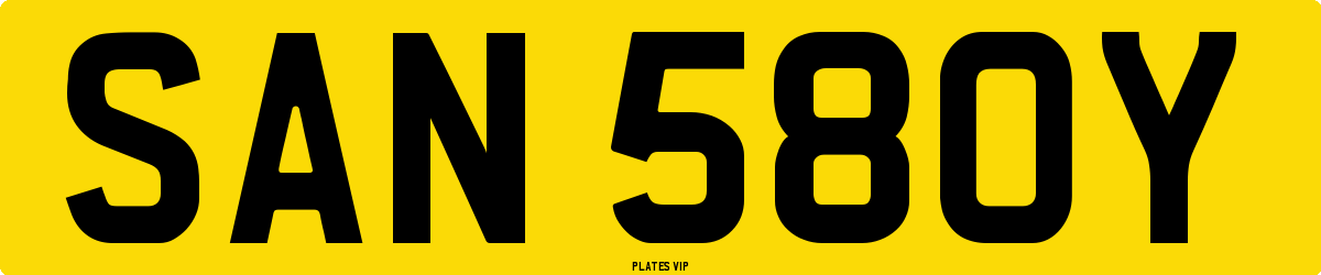 SAN 580Y Number Plate