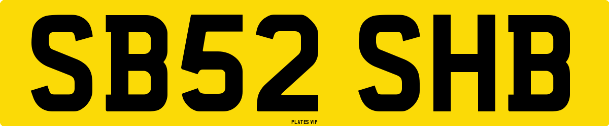 SB52 SHB Number Plate