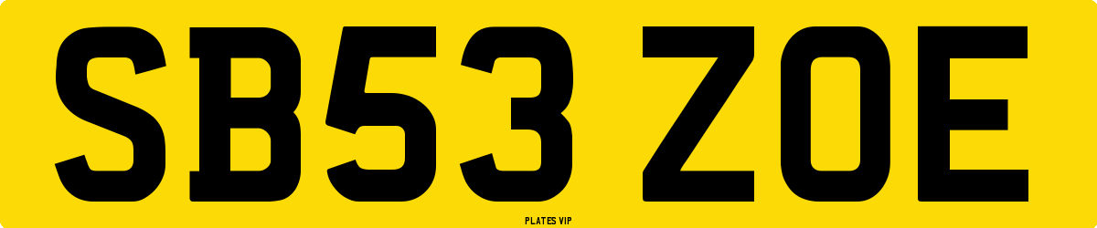 SB53 ZOE Number Plate