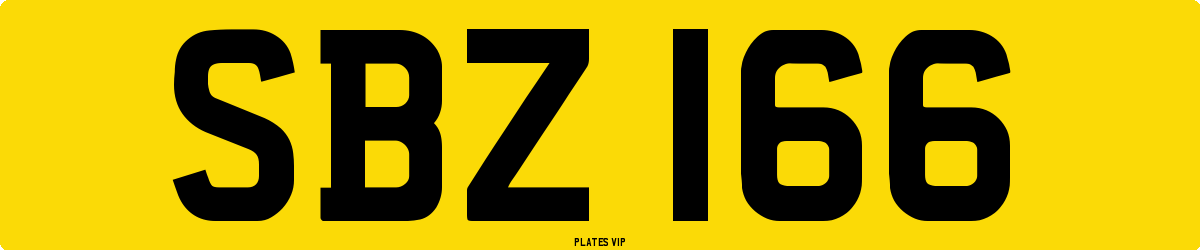 SBZ 166 Number Plate