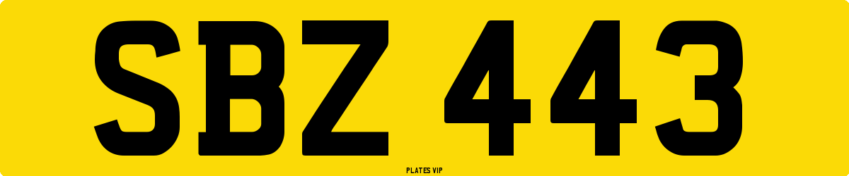 SBZ 443 Number Plate