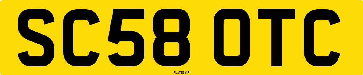 SC58 OTC Number Plate