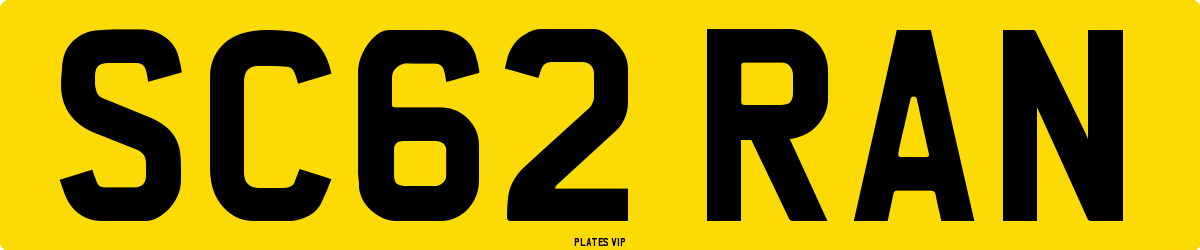 SC62 RAN Number Plate