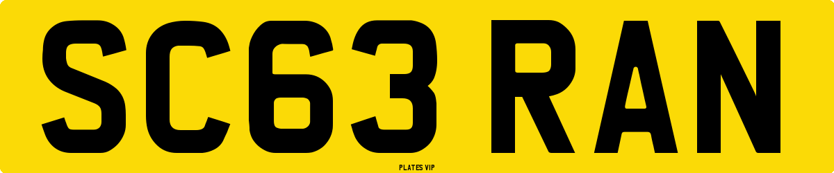 SC63 RAN Number Plate