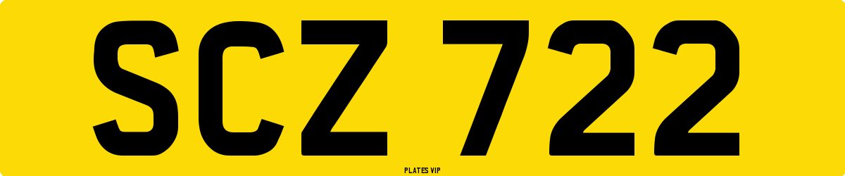SCZ 722 Number Plate