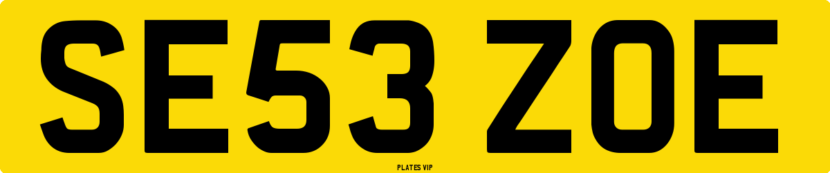 SE53 ZOE Number Plate