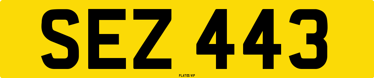 SEZ 443 Number Plate