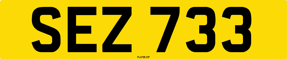 SEZ 733 Number Plate
