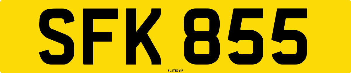 SFK 855 Number Plate