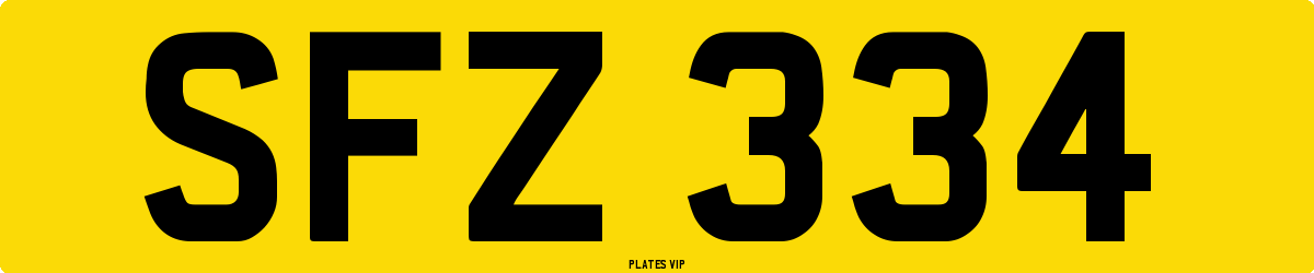 SFZ 334 Number Plate