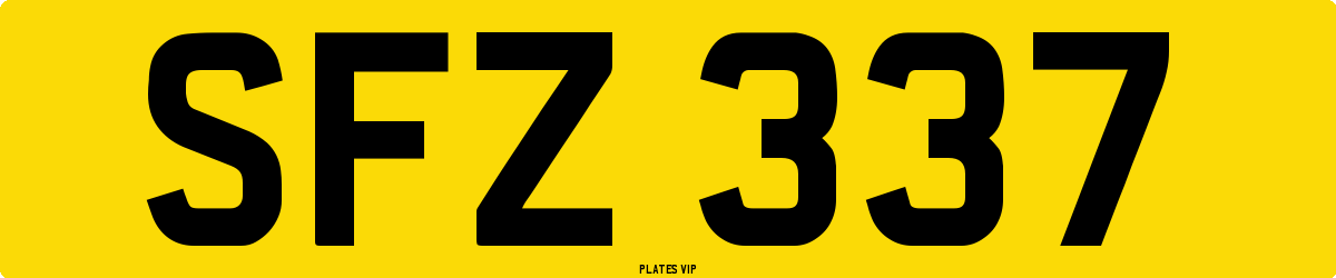 SFZ 337 Number Plate
