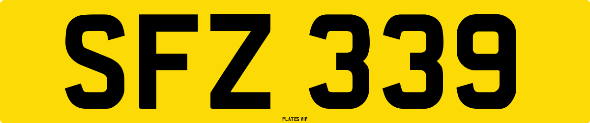 SFZ 339 Number Plate